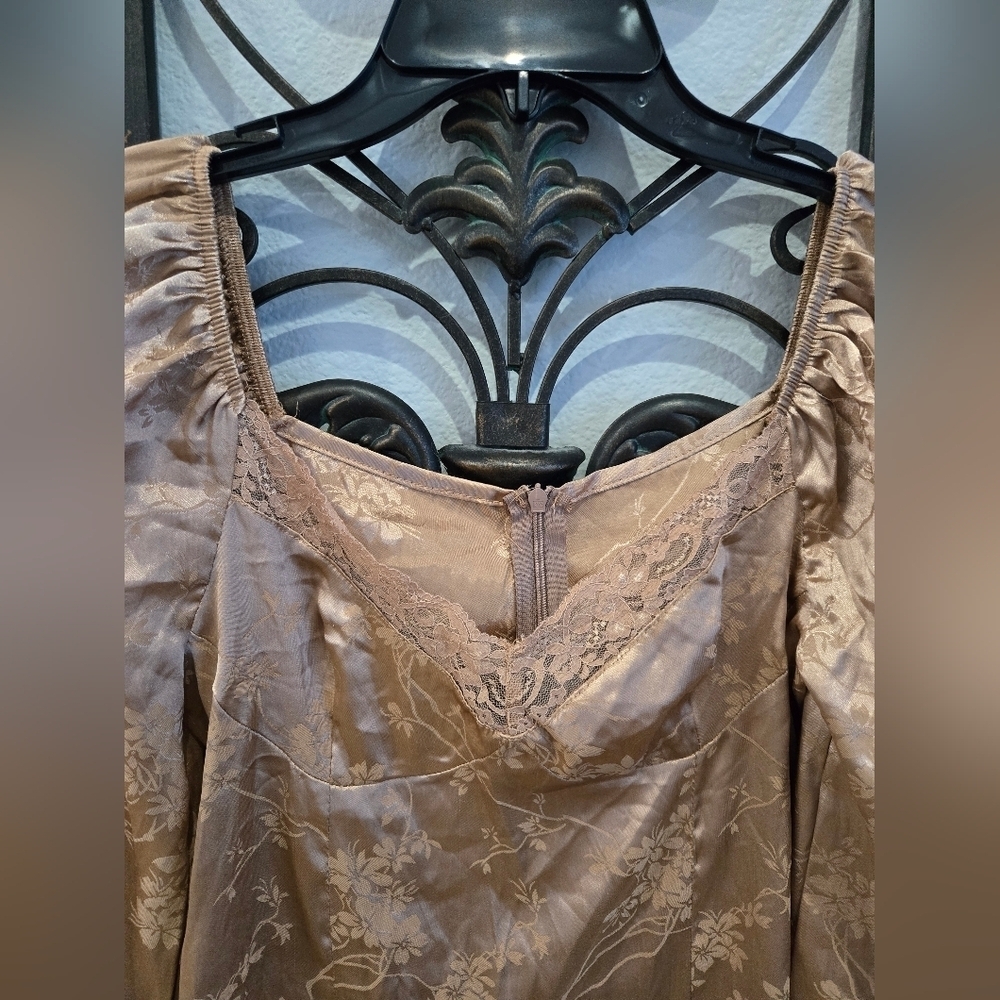 Golden Champange Balloon Long Sleeve Dress - Picture 3 of 7